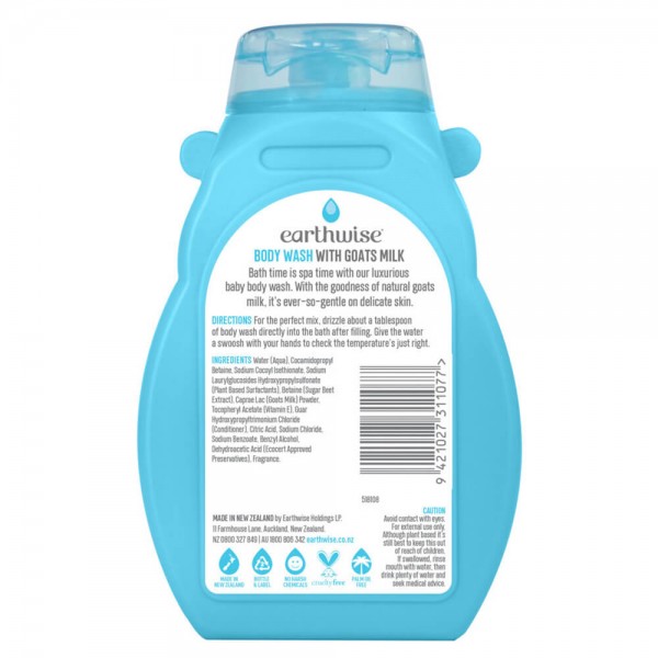 Earthwise Baby Body Wash With Goats Milk (Blue Hippo Bottle) Life